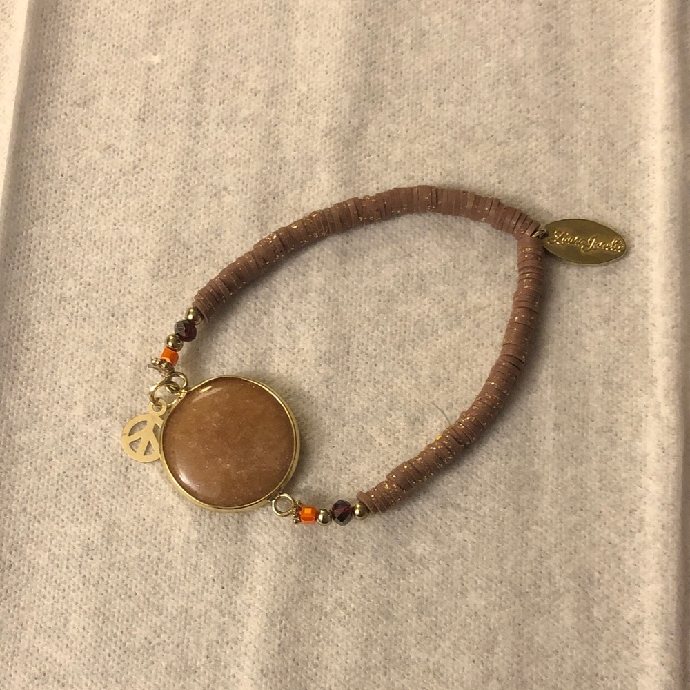Brown Beaded Bracelet with Gold Accents